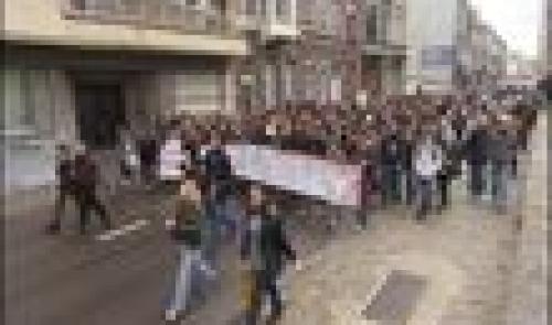 Manifestation d'étudiants dans les rues de Liège